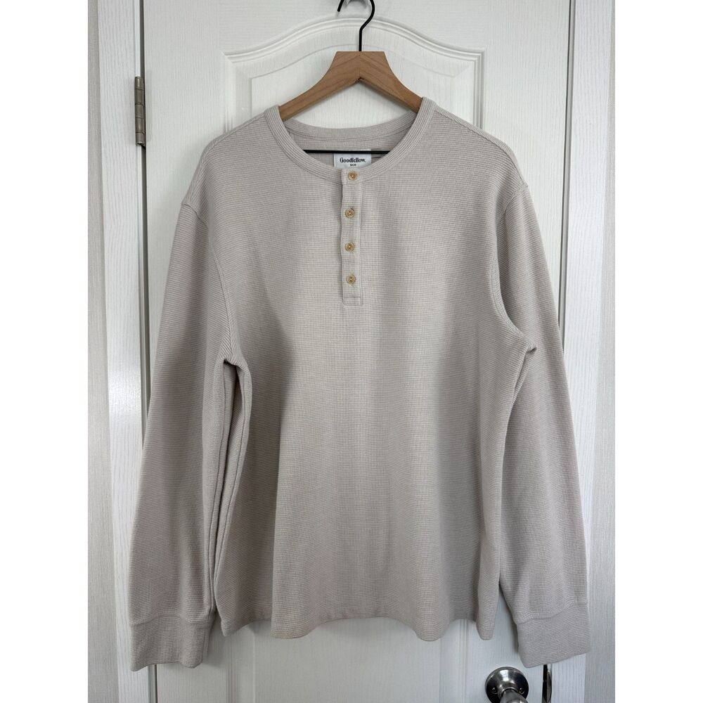 Goodfellow & Co Men's Long Sleeve Standard Fit Waffle Knit Henley - Men's XL